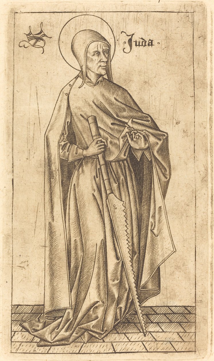 Heiliger Simon Zelotes oder Heiliger Judas Thaddäus, ca. 1470-1480 von Israhel van Meckenem