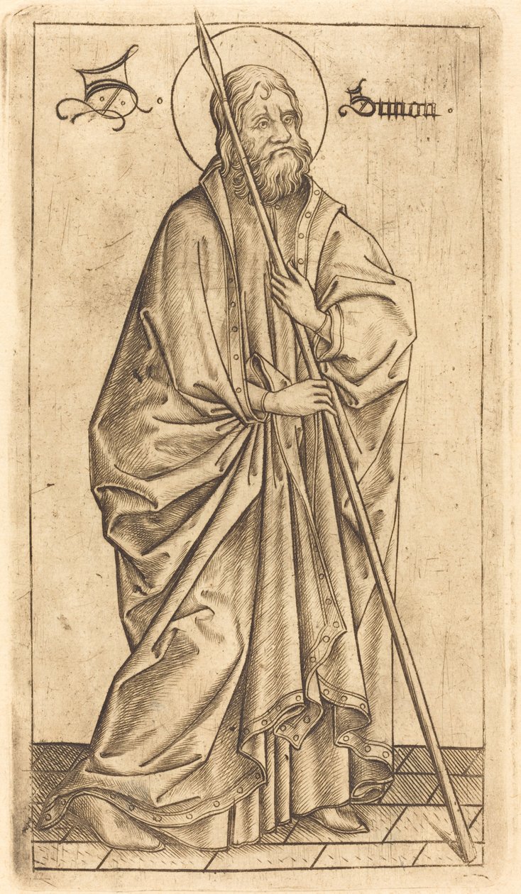 Heiliger Thomas oder Heiliger Simon, ca. 1470-1480 von Israhel van Meckenem