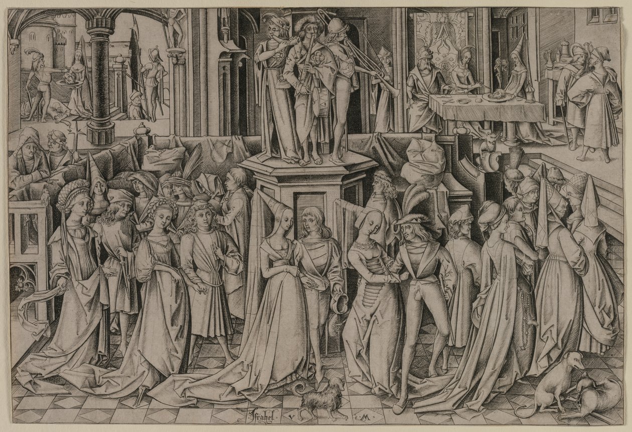 Der Tanz am Hofe des Herodes, um 1500 von Israhel van Meckenem