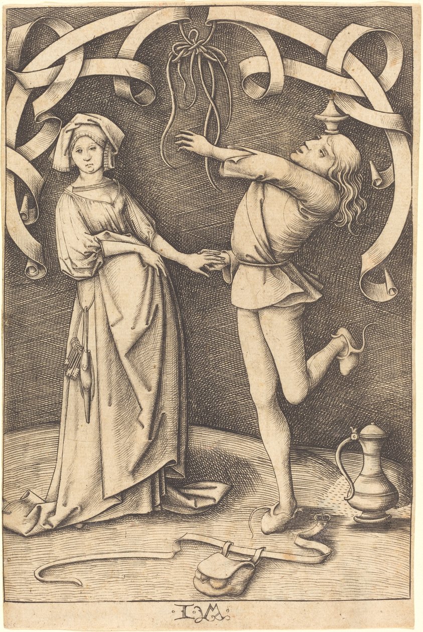 Der Jongleur und die Frau, ca. 1495-1503 von Israhel van Meckenem