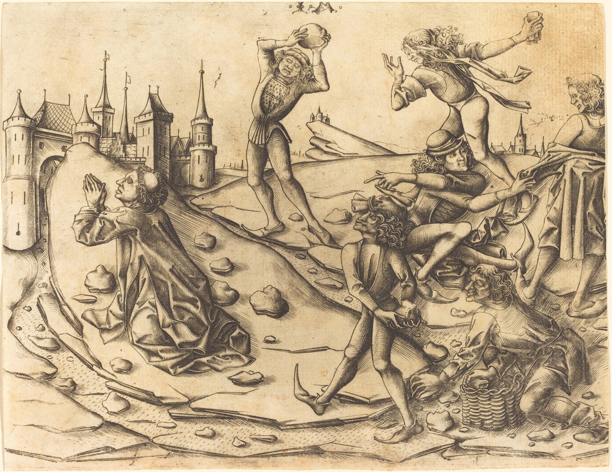 Die Steinigung des Heiligen Stephanus, ca. 1470 von Israhel van Meckenem