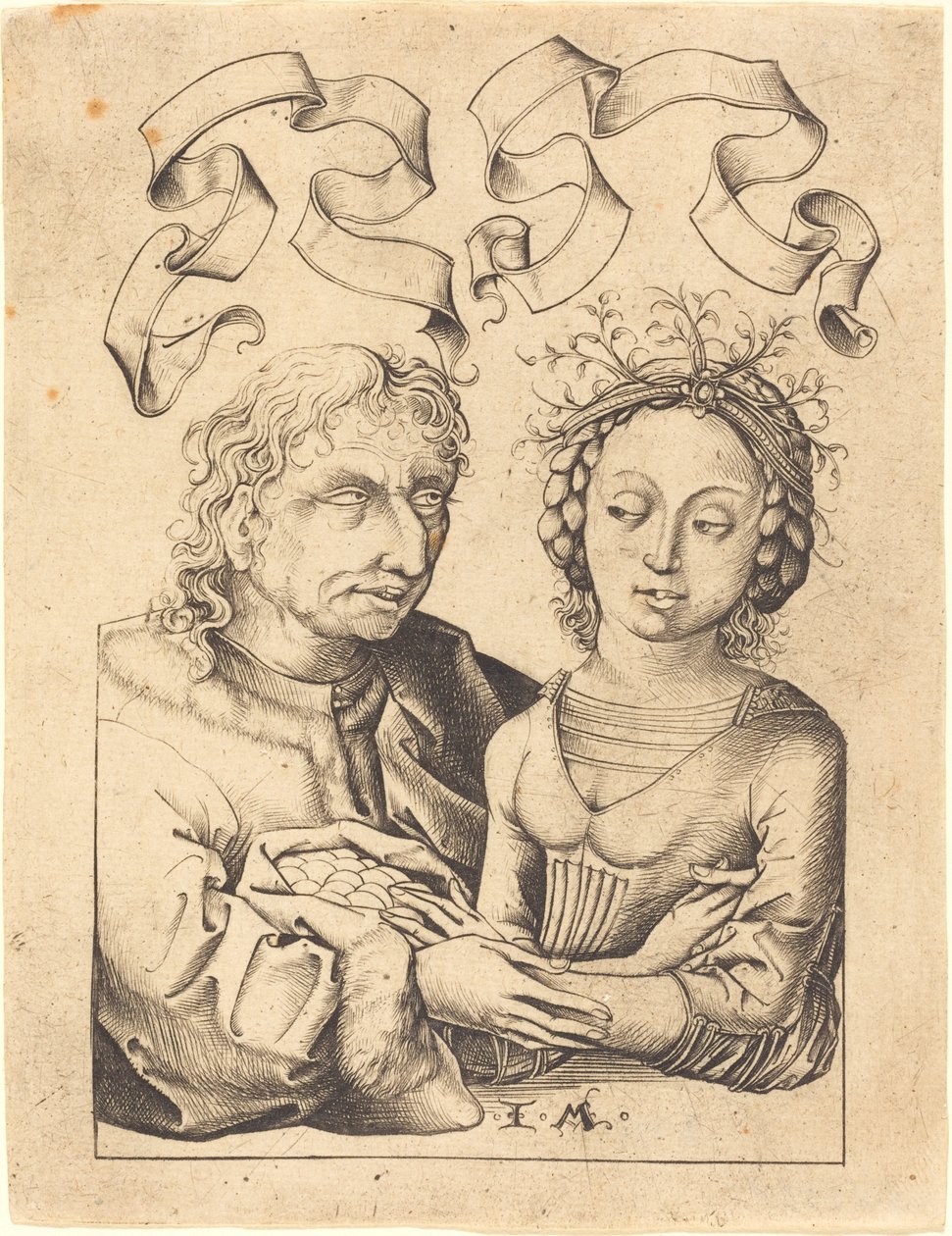 Der törichte alte Mann und das junge Mädchen von Israhel van Meckenem after Master of the Housebook