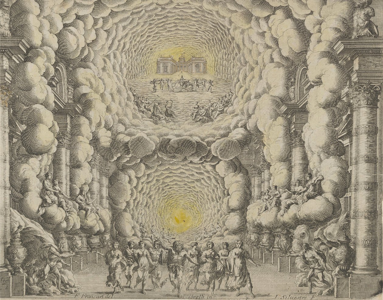 Entwurf für ein Theaterstück von Giacomo Torelli da Fano für das Ballett 
