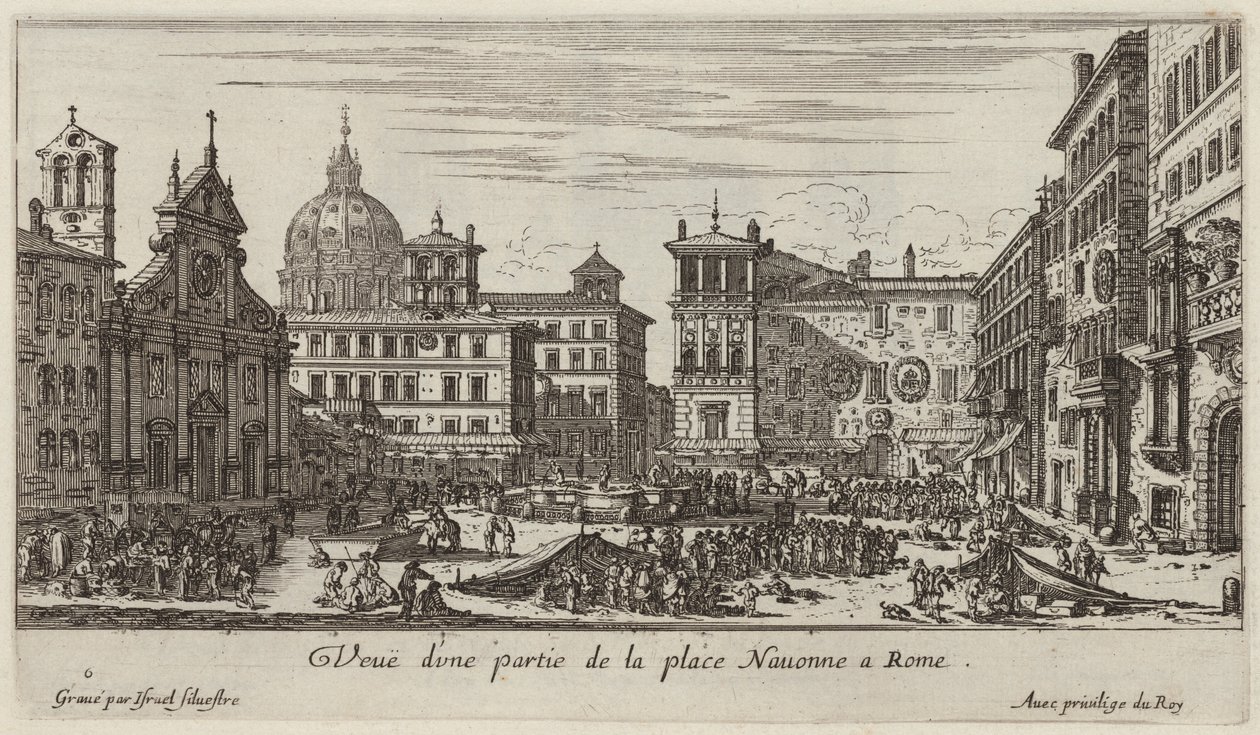 Ansicht eines Teils des Navona-Platzes in Rom von Israël Silvestre
