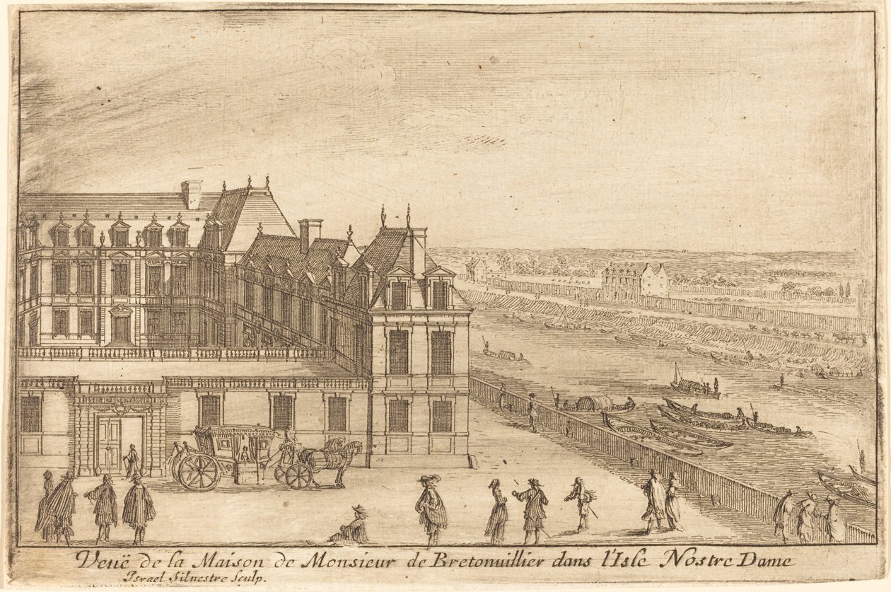 Ansicht des Hauses von Monsieur de Bretonuiller auf der Insel Notre Dame von Israël Silvestre