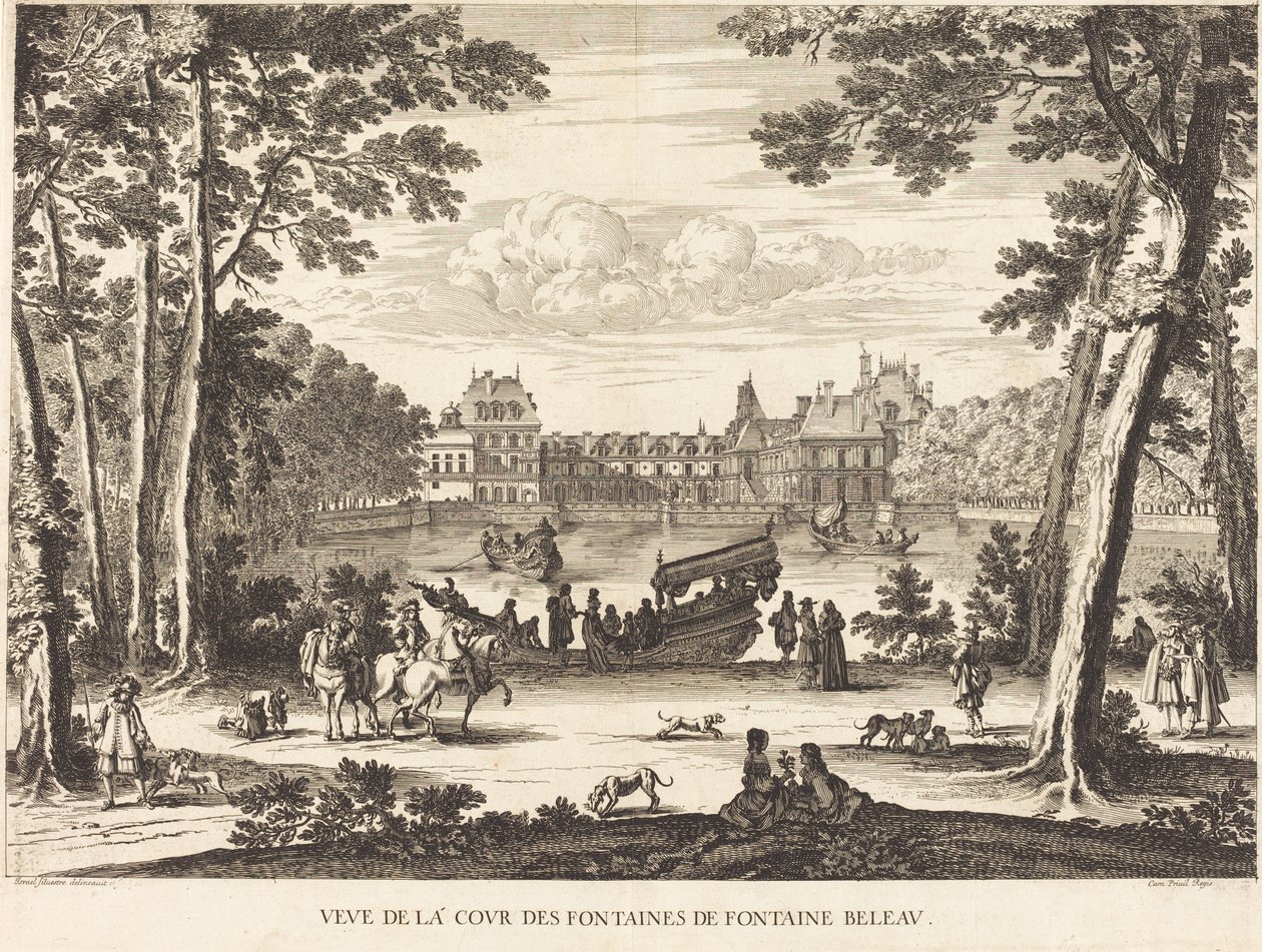 Ansicht des Hofes der Fontänen von Fontaine Beleau von Israël Silvestre