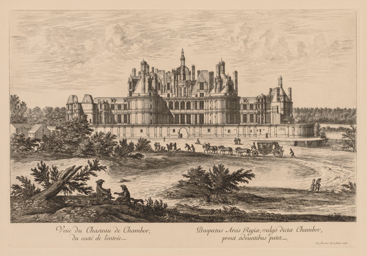 Ansicht des Schlosses Chambord, von der Eingangsseite von Israël Silvestre