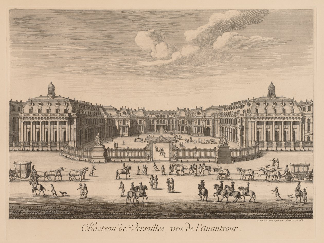 Ansicht des Schlosses von Versailles, gesehen vom Vorhof von Israël Silvestre