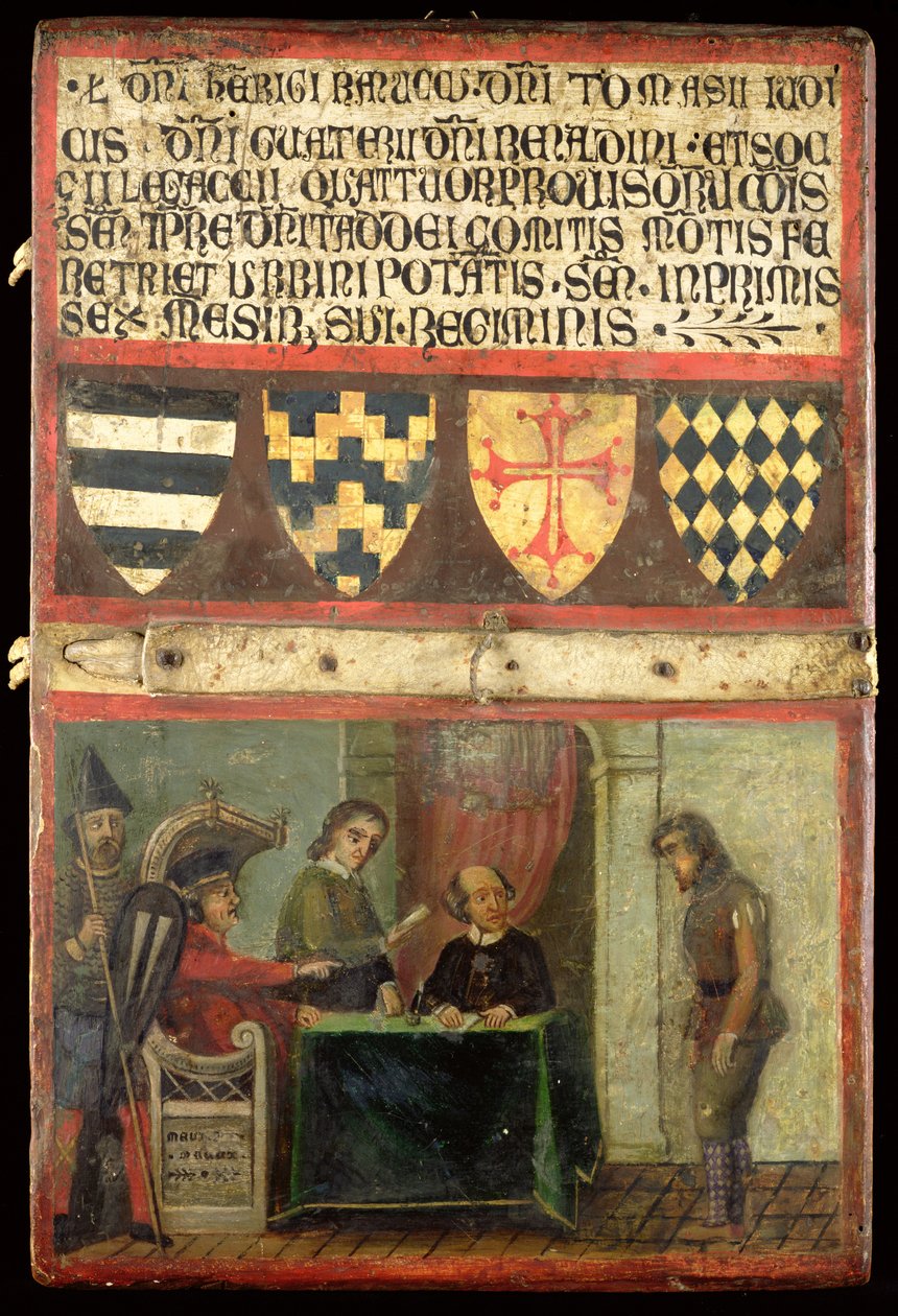 Szene der Gerechtigkeit mit vier Wappen von Italian School