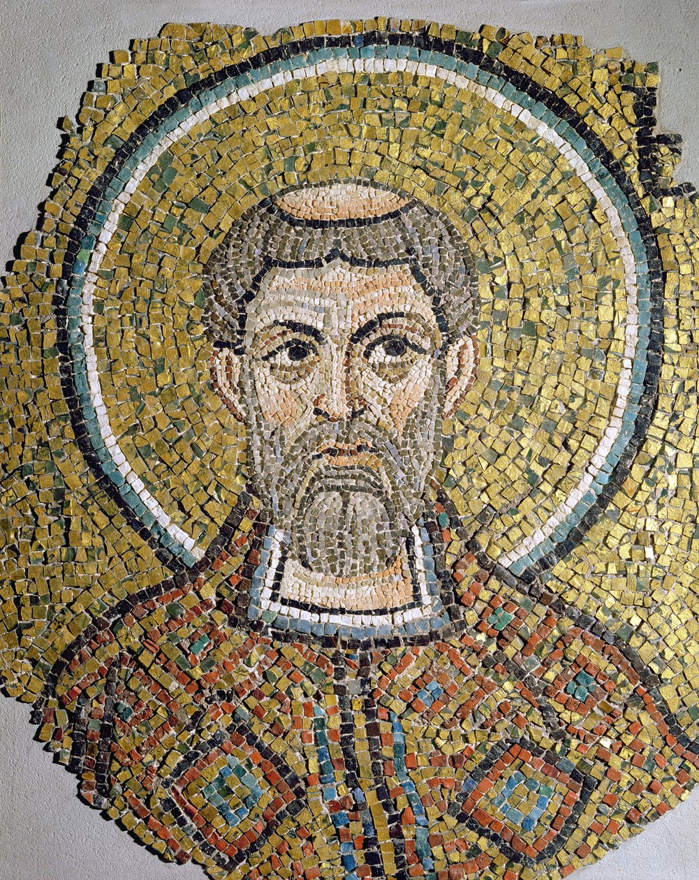 St. Ursicinus: Fragment eines Mosaiks aus der Basilica Ursiana, der ehemaligen Kathedrale von Ravenna von Italian School