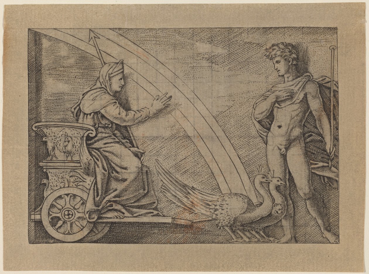 Juno in einem von Pfauen gezogenen Wagen von Italian 16th Century