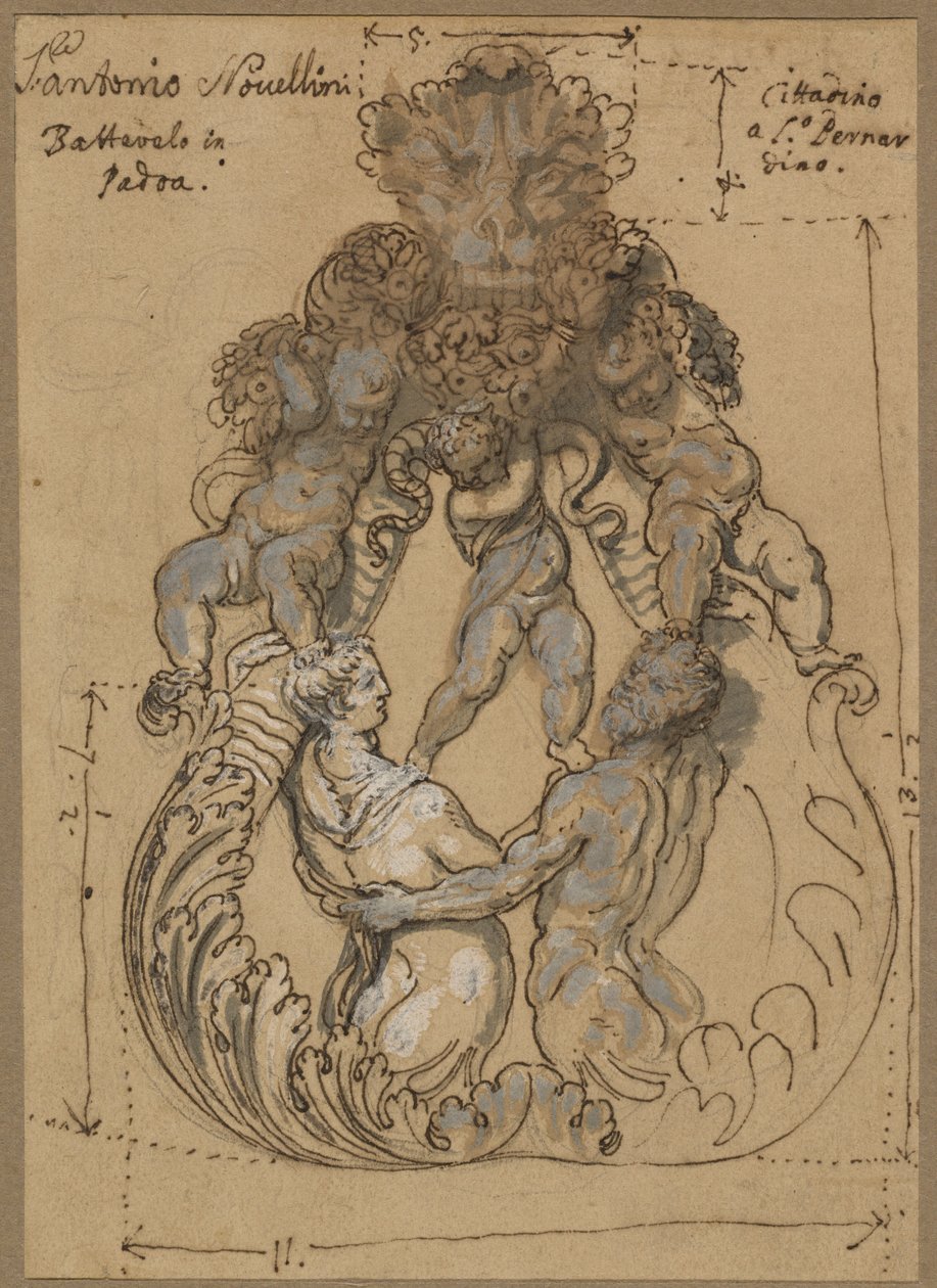 Türklopfer mit Triton, Nereide und Putti von Italian 17th or 18th Century