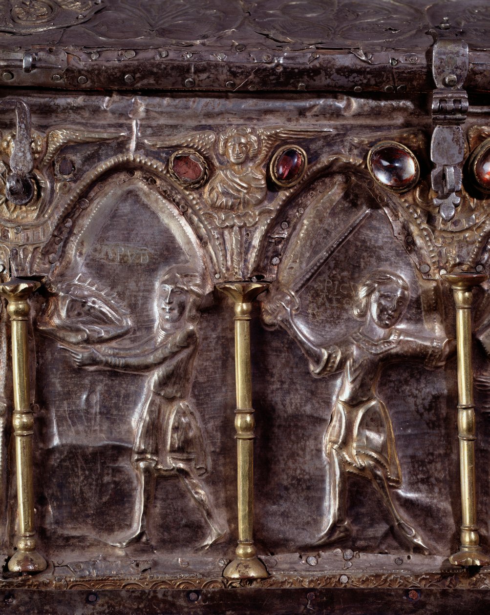 Arche von Barbarossa, mit Szenen aus dem Leben von Johannes dem Täufer (Holz, Silberblatt und Steine) von Italian School