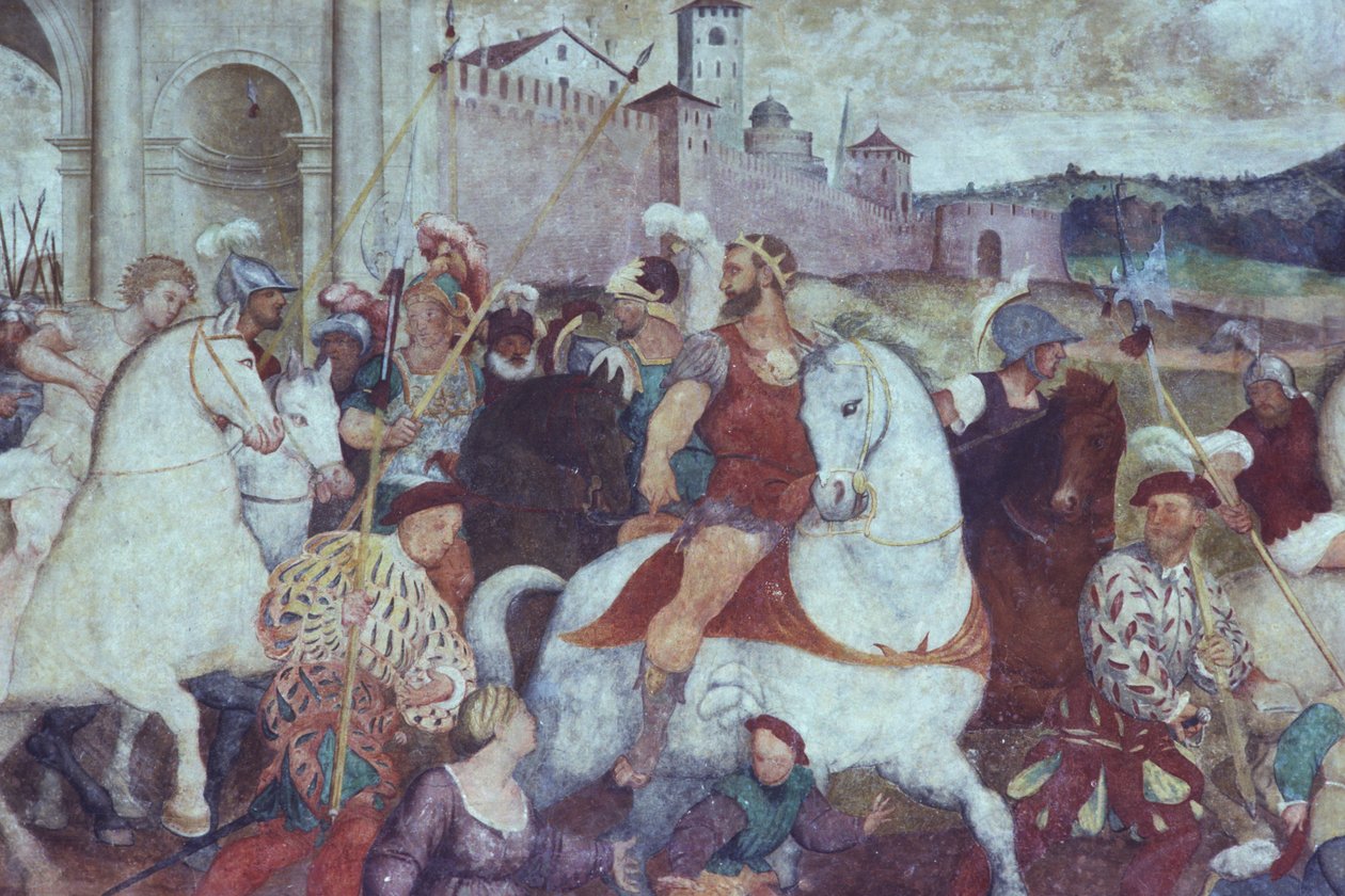 Schlachtenszene vor den Stadtmauern, ca. 1460er von Italian School