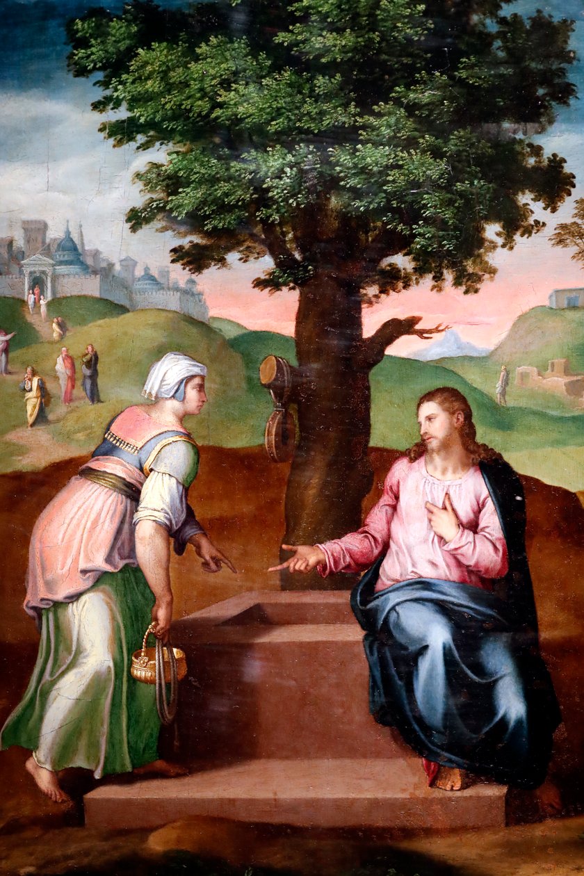 Christus und die Samariterin am Brunnen. Zweite Hälfte des 16. Jahrhunderts. Anonym. Genua. Italien. von Italian School