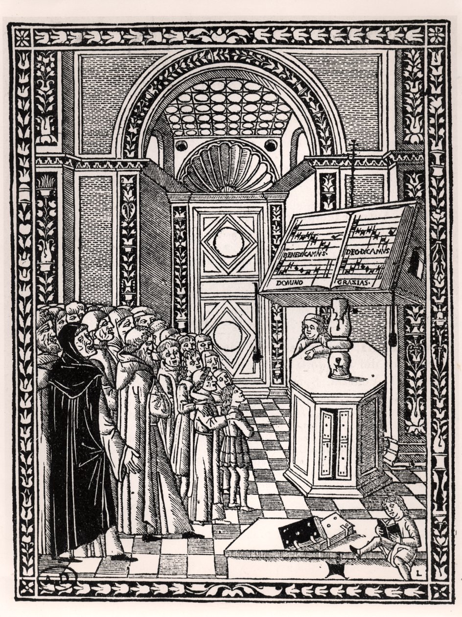Kirchenchor, Illustration aus Practica Musicae von Franchino Gaffurio (1451-1522), veröffentlicht in Venedig 1512 von Italian School