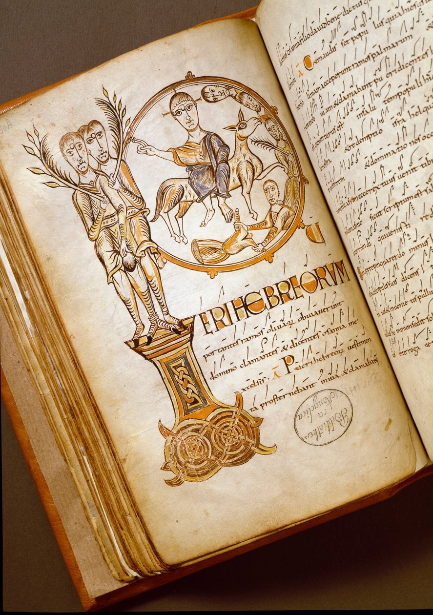 Einzug in Jerusalem. Manuskript der Bologneser Schule. (MS.123-Foglio 54 v) 11. Jahrhundert Rom, Biblioteca Angelica von Italian School