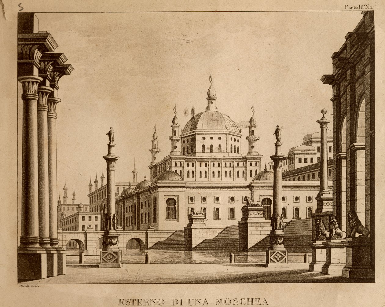 Außenansicht einer Moschee, Bühnenbild für 