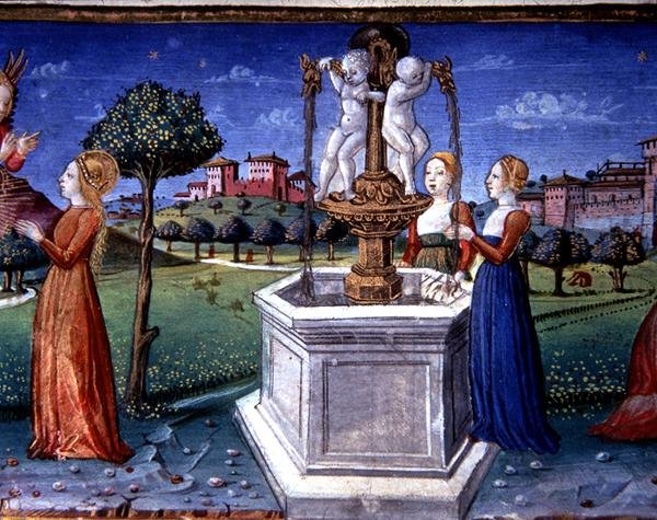 Fol.34v Der Erzengel Raphael besucht Maria von Italian School