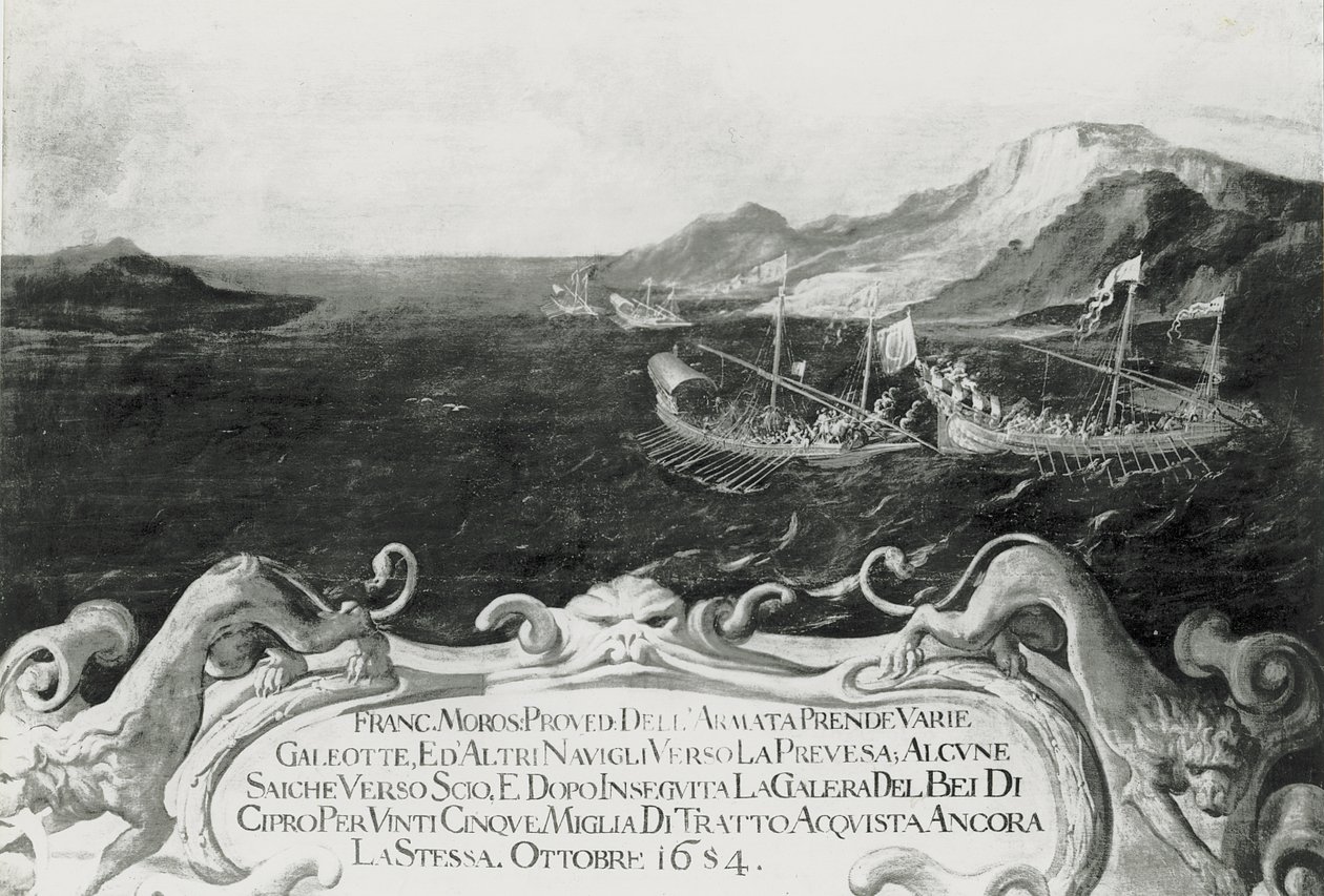 Francesco Morosini (1618-94) in einem Vorfall vor Zypern, 1654 von Italian School