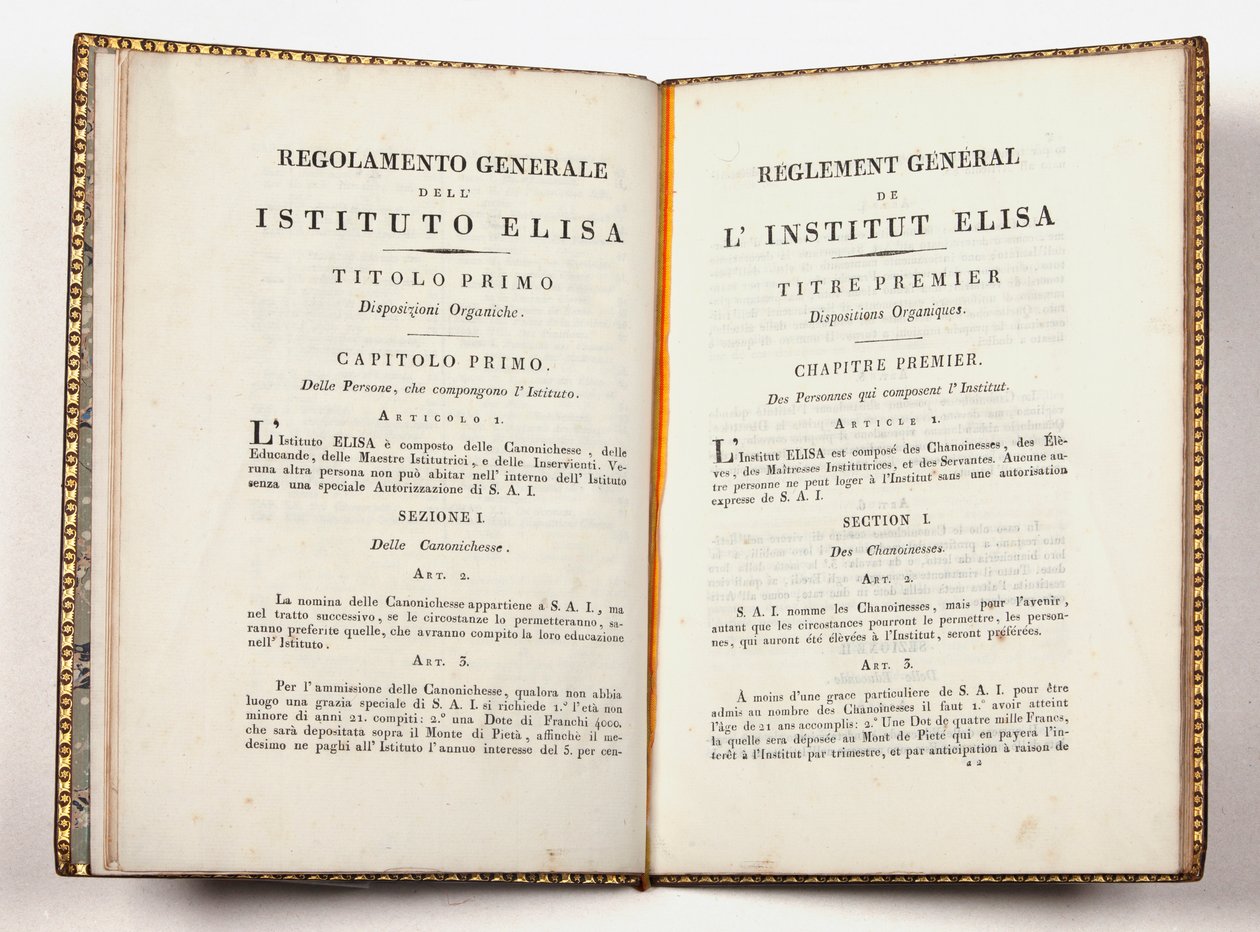 Allgemeine Vorschriften des Instituto Elisa in Lucca, gegeben in Lucca, 14. Juli 1811 (Druck) von Italian School