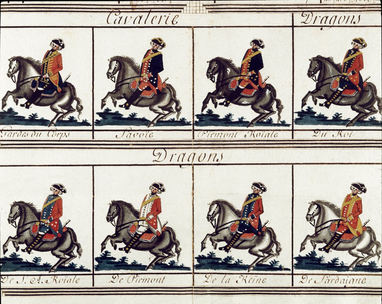 Gesamttabelle der Truppen von König Viktor Amadeus III. von Sardinien im Jahr 1780 (Detail) - Museum des Risorgimento Mailand von Italian School