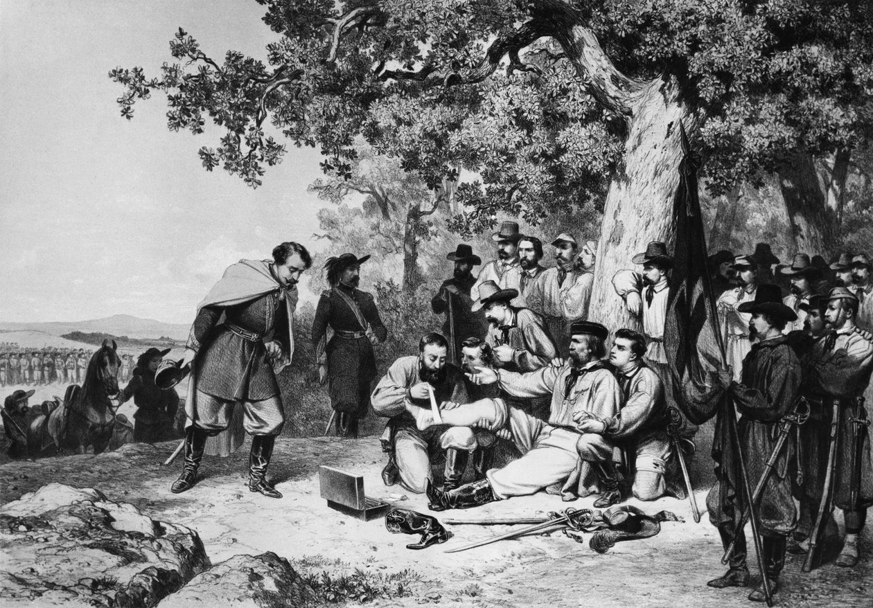 Giuseppe Garibaldi (1807-82) verletzt in der Schlacht von Aspromonte 1862 von Italian School