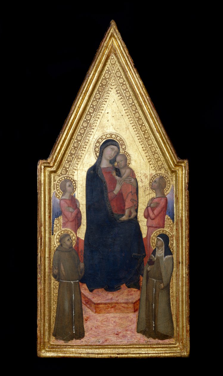 Madonna und Kind mit St. Franziskus, St. Klara und zwei Engeln, 1340-50 von Italian School