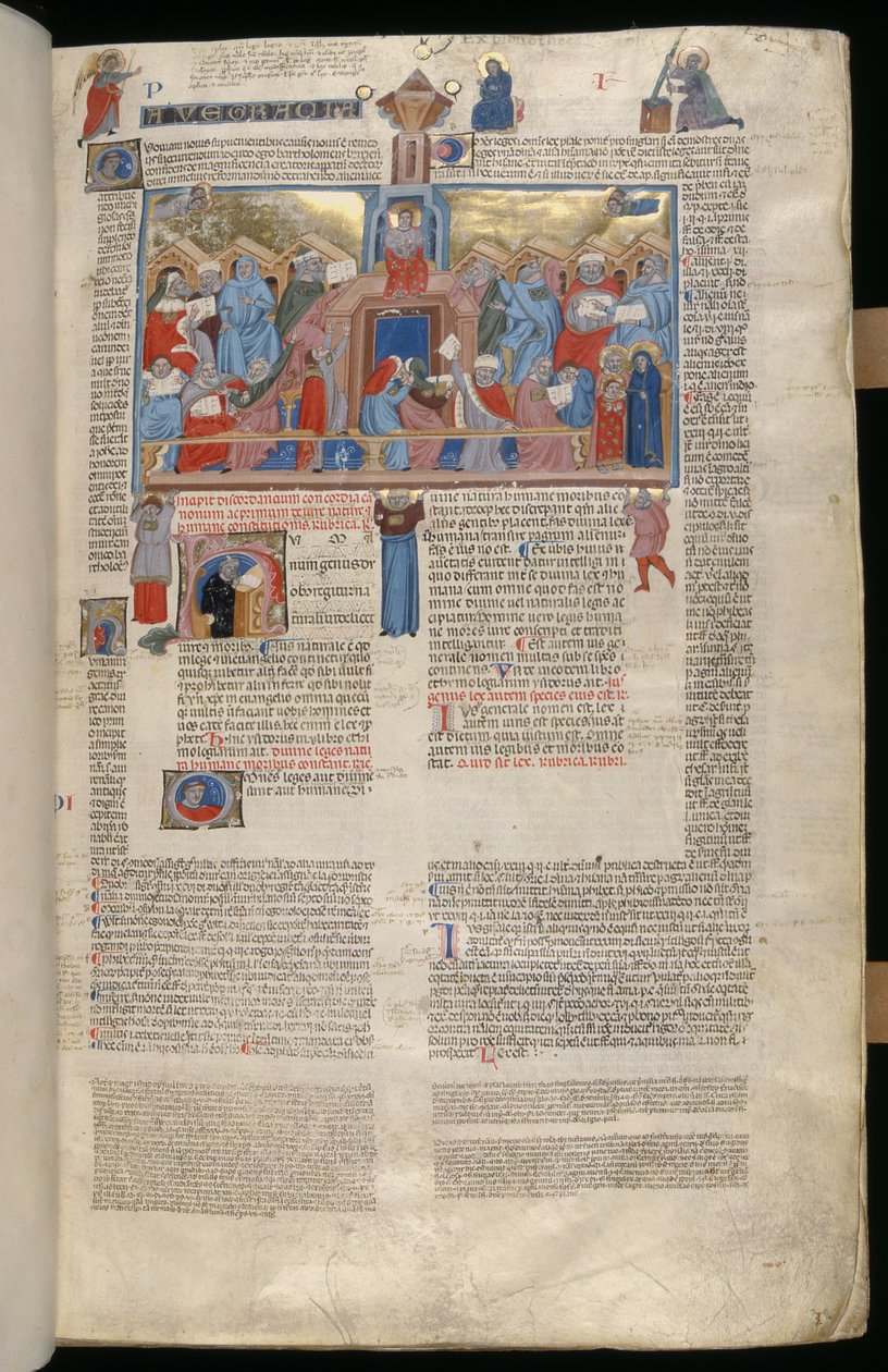 Ms. 183, f.1r: Christus im Tempel, Miniatur aus den Decreta cum Apparatu Ioannis Andreae Laurentii von Italian School