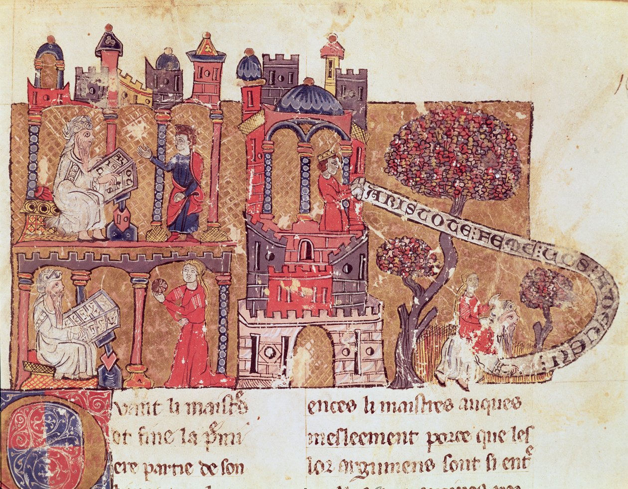 Ms 269 Fol.108 Aristoteles (384-322 v. Chr.) unterrichtet Alexander den Großen (356-323 v. Chr.) in Moral und Frauenverachtung, aus Le Livre du Tresor von Brunetto Latini (1220-94) von Italian School