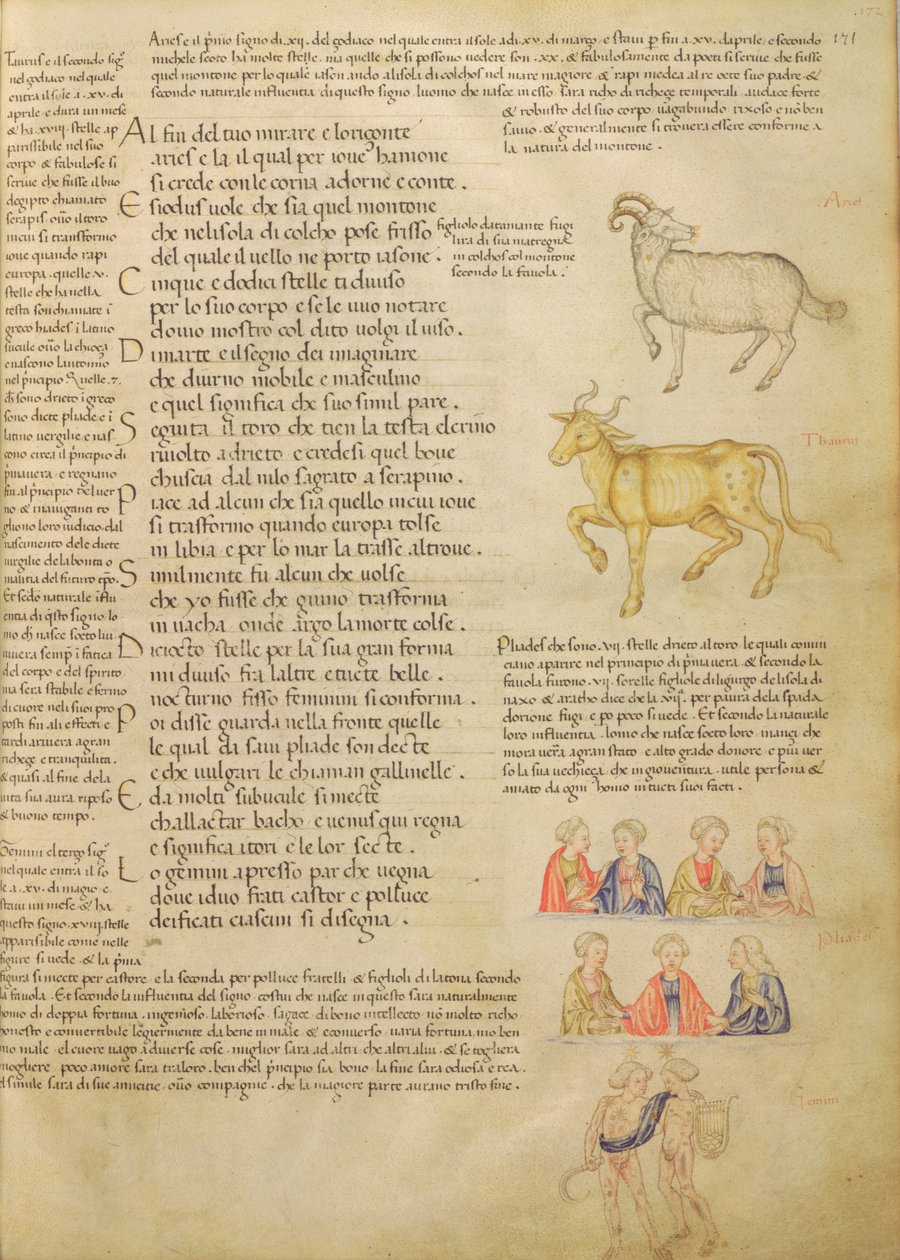 Ms Italien 87 fol.171 Seite, die astrologische Zeichen illustriert, aus 
