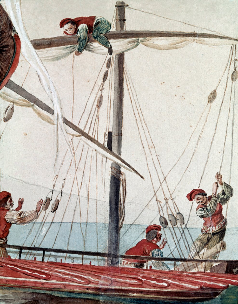 Alte neapolitanische Berufe: ein Fischerboot von Italian School