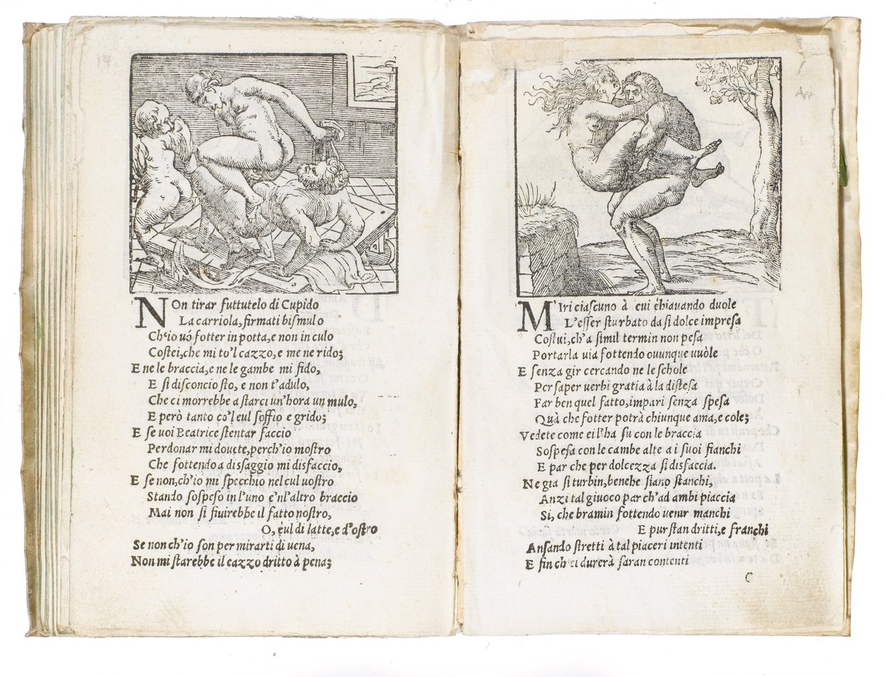 Seite aus "Sonetti Lussuriosi" von Pietro Aretino, illustriert von Giulio Romano und graviert von Marcantonio Raimondi, veröffentlicht in Venedig, ca. 1527 von Italian School