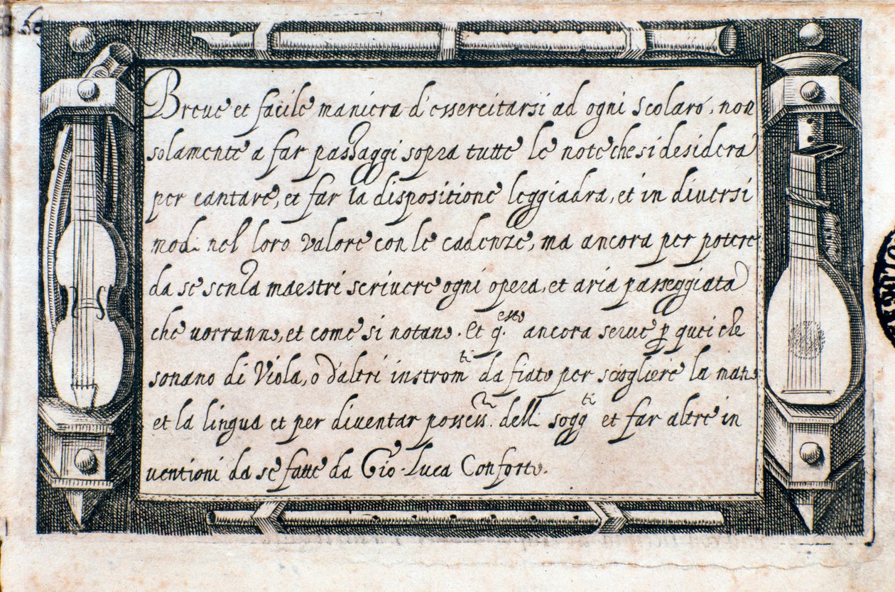 Seite aus Breve e facile maniera di esercitarsi von Giovanni Luca Conforti von Italian School