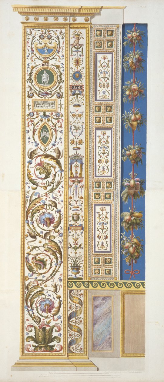 Tafel aus der Raphael-Loggia im Vatikan, aus Delle Loggie di Rafaele nel Vaticano, gestochen von Giovanni Ottaviani (ca.1735-1808), veröffentlicht ca. 1772-77 (handkolorierter Stich) von Italian School