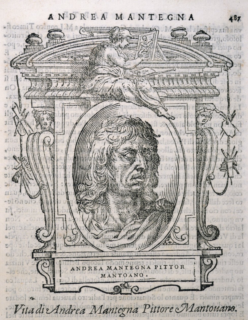 Porträt von Andrea Mantegna (ca. 1430-1506) aus Vasaris Leben der Künstler, erstmals veröffentlicht 1550 von Italian School