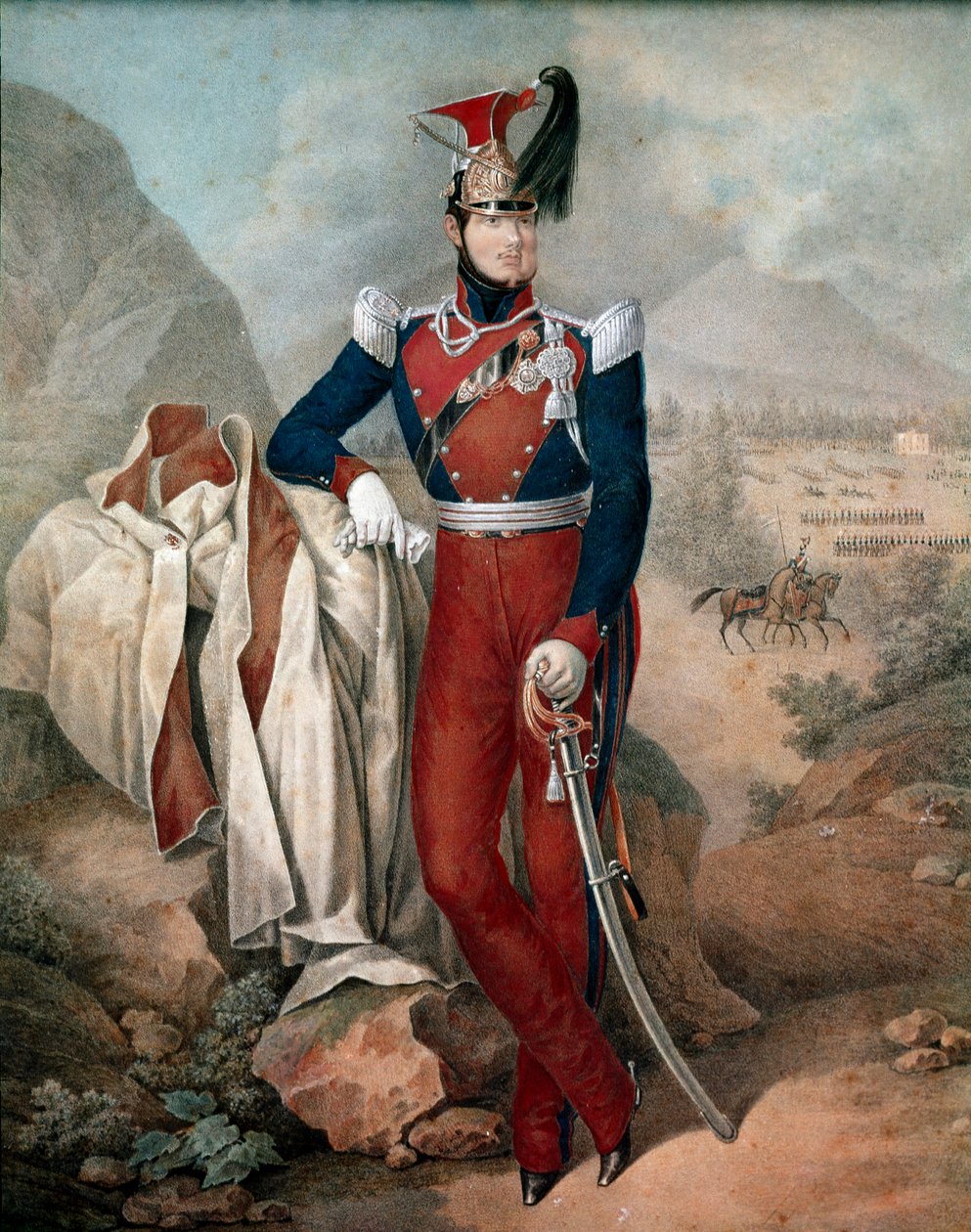 Porträt von Ferdinand II (Ferdinando Carlo) (1810-1859), König der Beiden Sizilien (Aquarell, 19. Jahrhundert) von Italian School