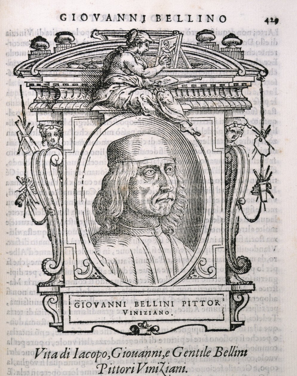 Porträt von Giovanni Bellini (ca. 1431-1516) aus Vasaris Leben der Künstler, erstmals veröffentlicht 1550 von Italian School