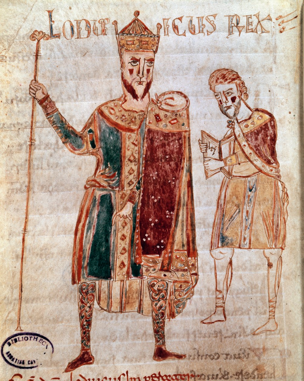 Porträt von Ludwig I. dem Frommen (778-840), König von Frankreich Manuskriptseite (ms. 4) „Codex Legum Longobardorum“ von Italian School