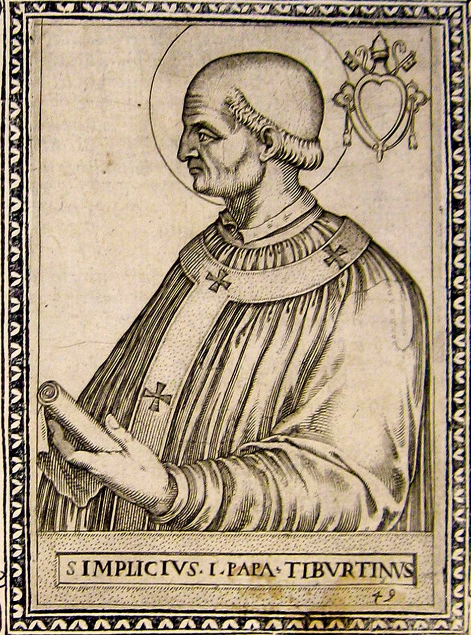 Porträt von Papst Simplicius, ca. 1760 (Gravur) von Italian School