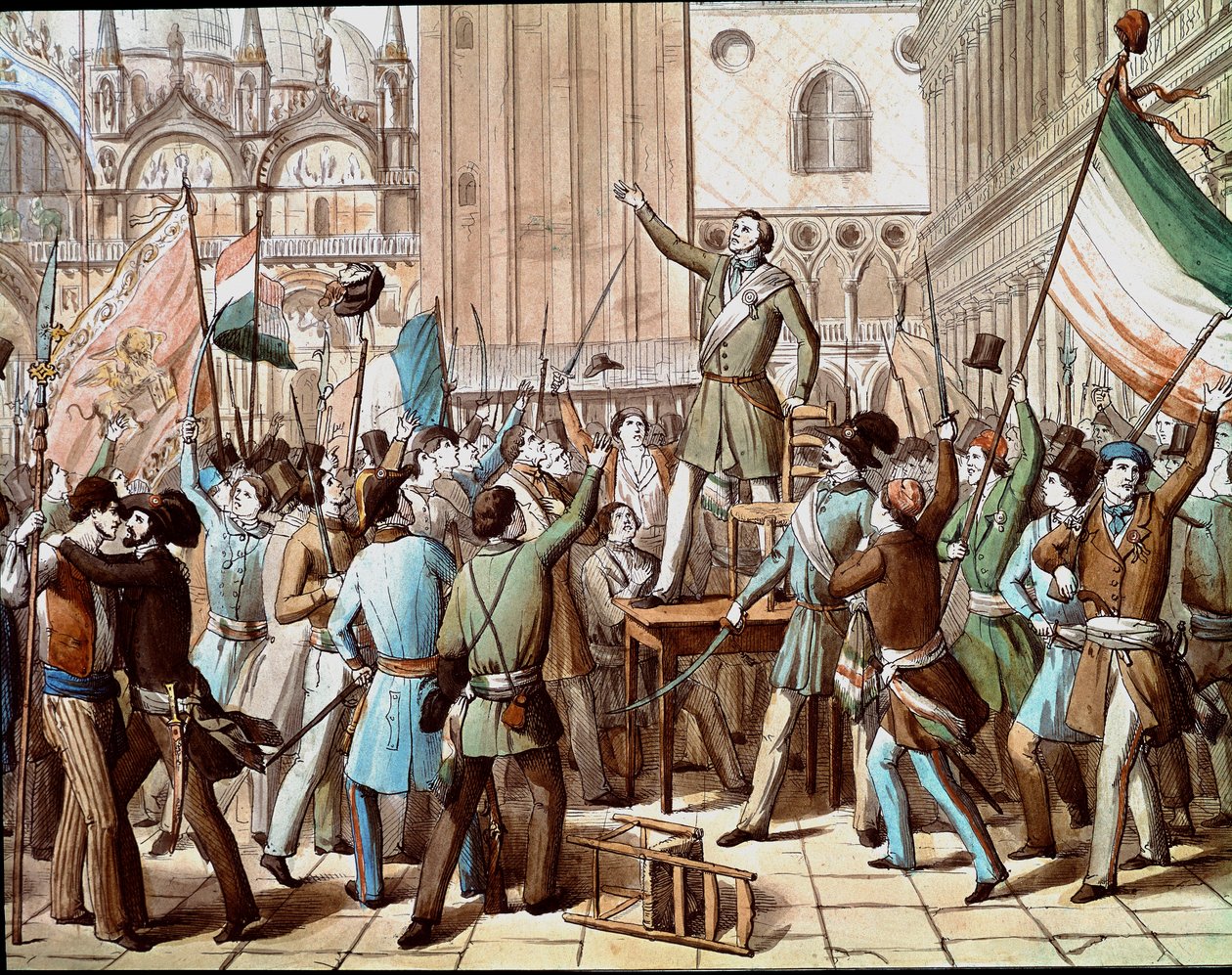 Darstellung von Daniele Manin, Politiker, der die venezianische Revolution gegen die österreichische Präsenz 1848 anführte von Italian School