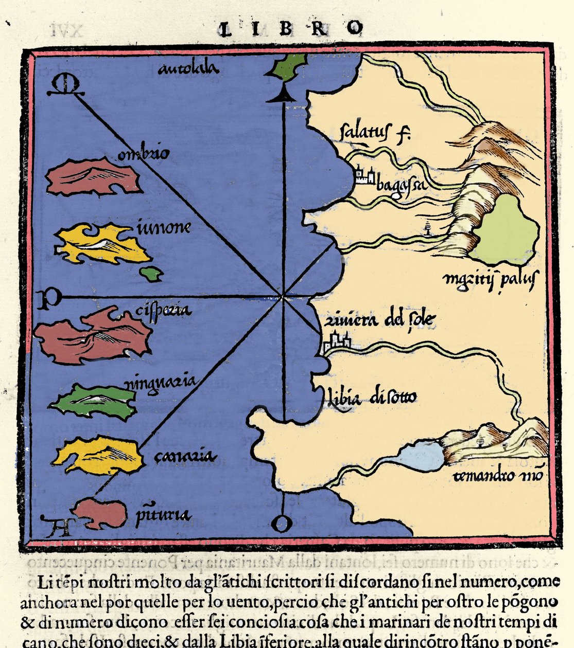 Darstellung der Kanarischen Inseln. Isolario (Inselkarte) von Benedetto Bordone. Venedig 1547 von Italian School