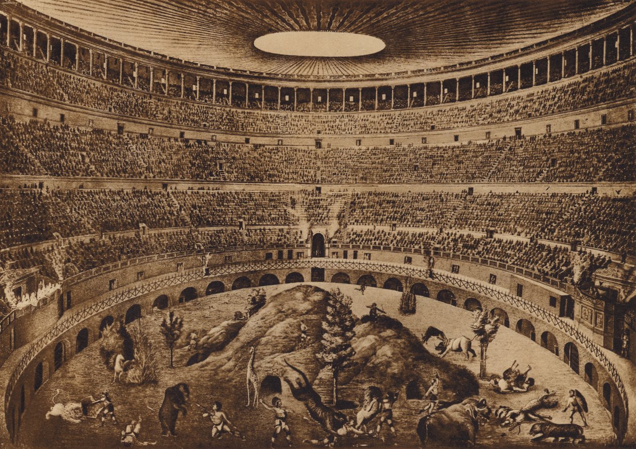 Rom: Interno del Colosseo, La Caccia alle Fiere, historische Rekonstruktion von Italian School