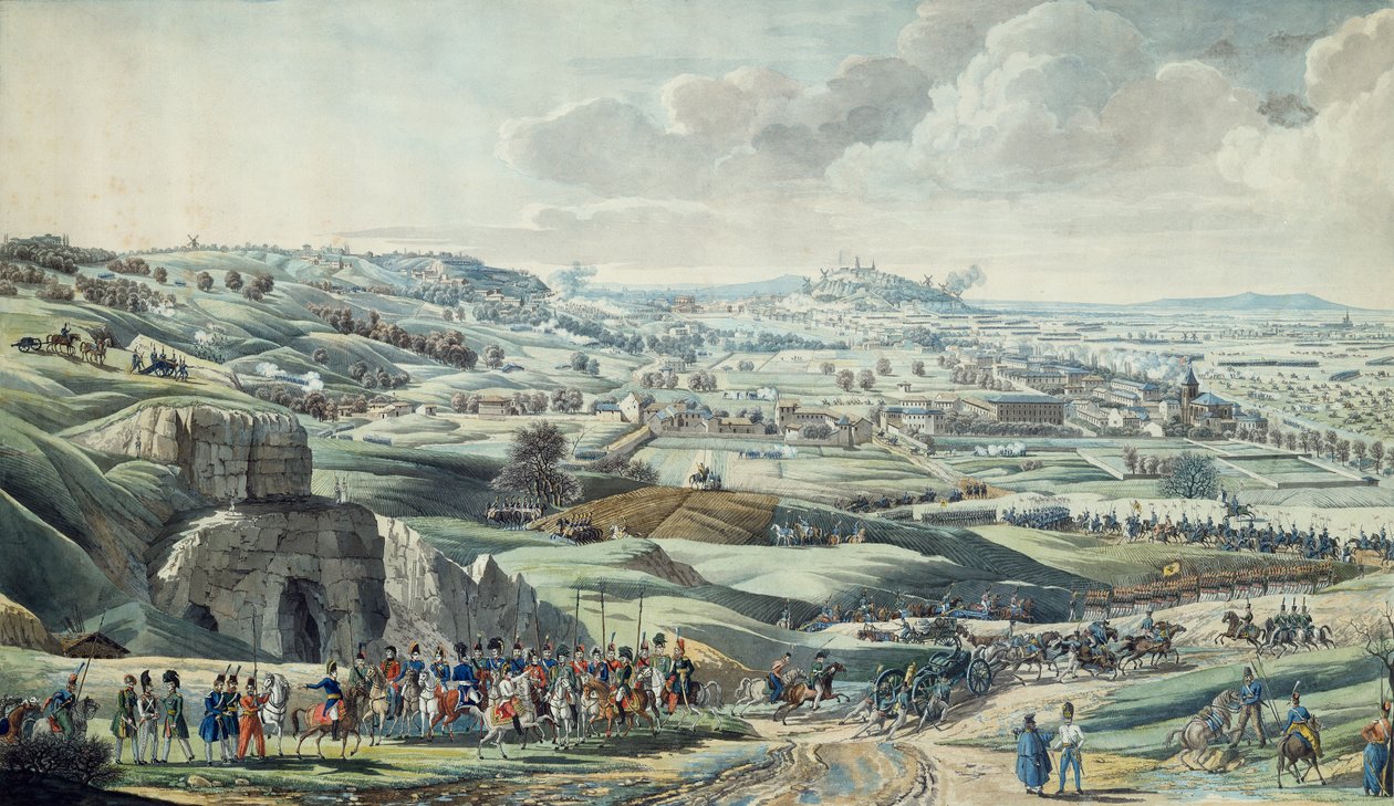 Der Angriff auf Paris durch die alliierten Truppen, Blick von den Höhen von Pantin, 30. März von Italian School