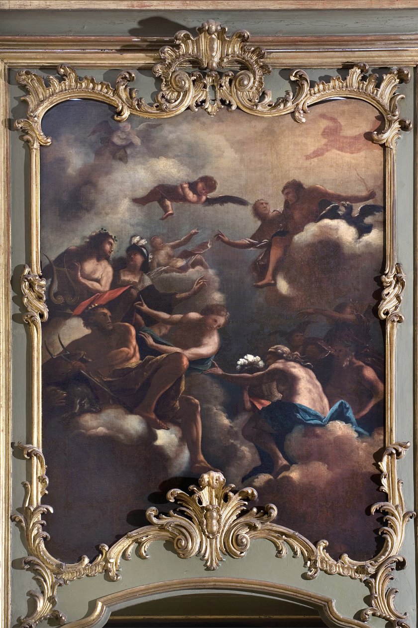 Der Rat der Götter: Zeus auf dem Olymp umgeben von Gottheiten. Malerei der italienischen Schule (18. Jahrhundert) von Italian School