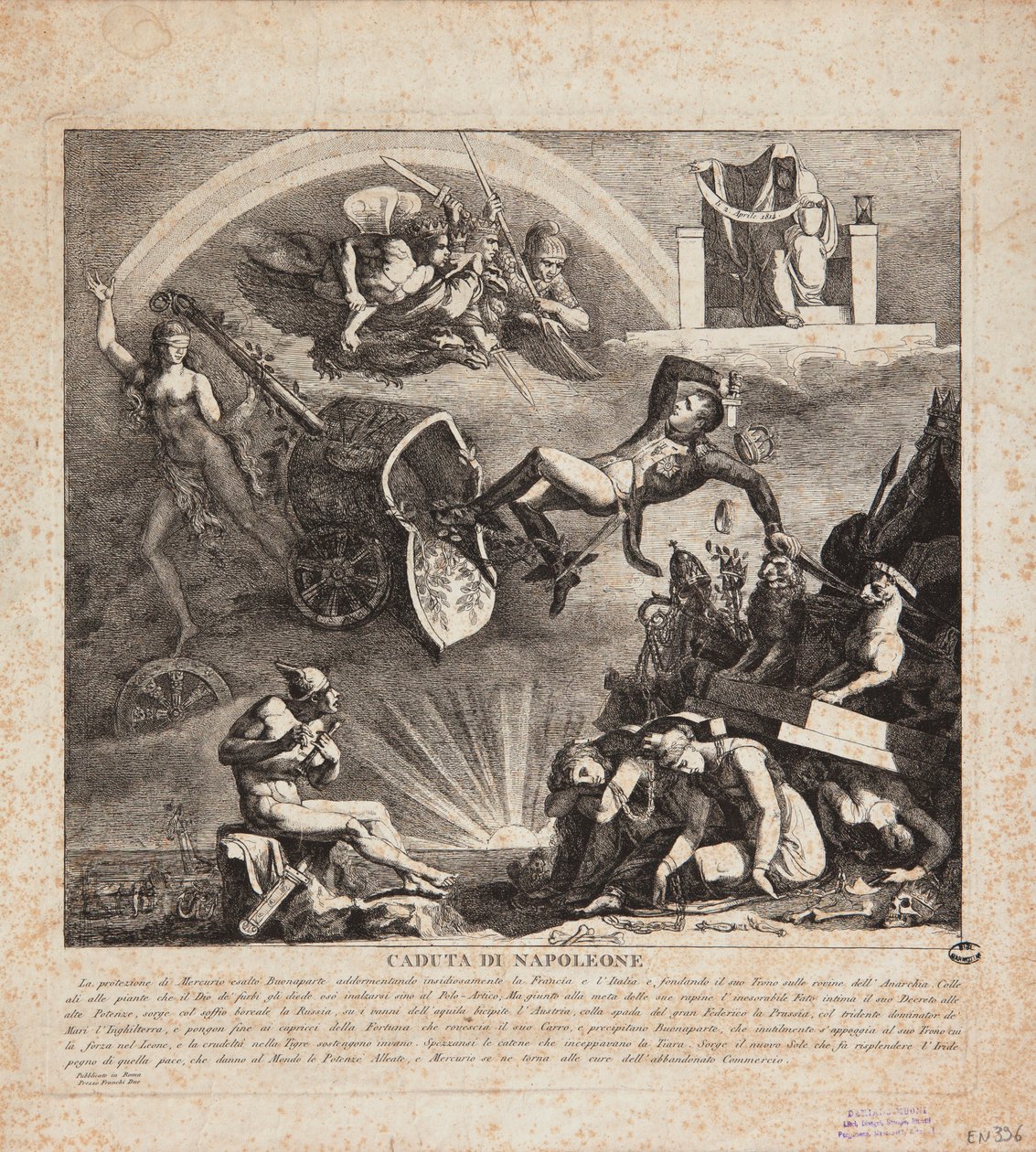 Der Fall Napoleons - Karikatur des Falls von Italien, 1814 von Italian School