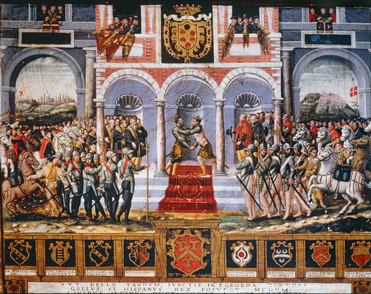 Die Feierlichkeiten nach dem Frieden von Cateau-Cambrésis, Vereinbarung zur Beendigung des 65-jährigen Kampfes zwischen Frankreich und Spanien um die Kontrolle über Italien von Italian School