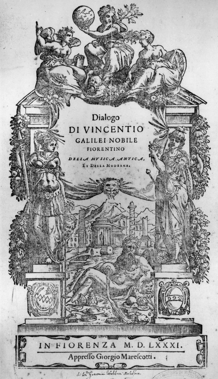 Titelseite von Della Musica Antica et della Moderna von Vincenzo Galilei, 1581 von Italian School