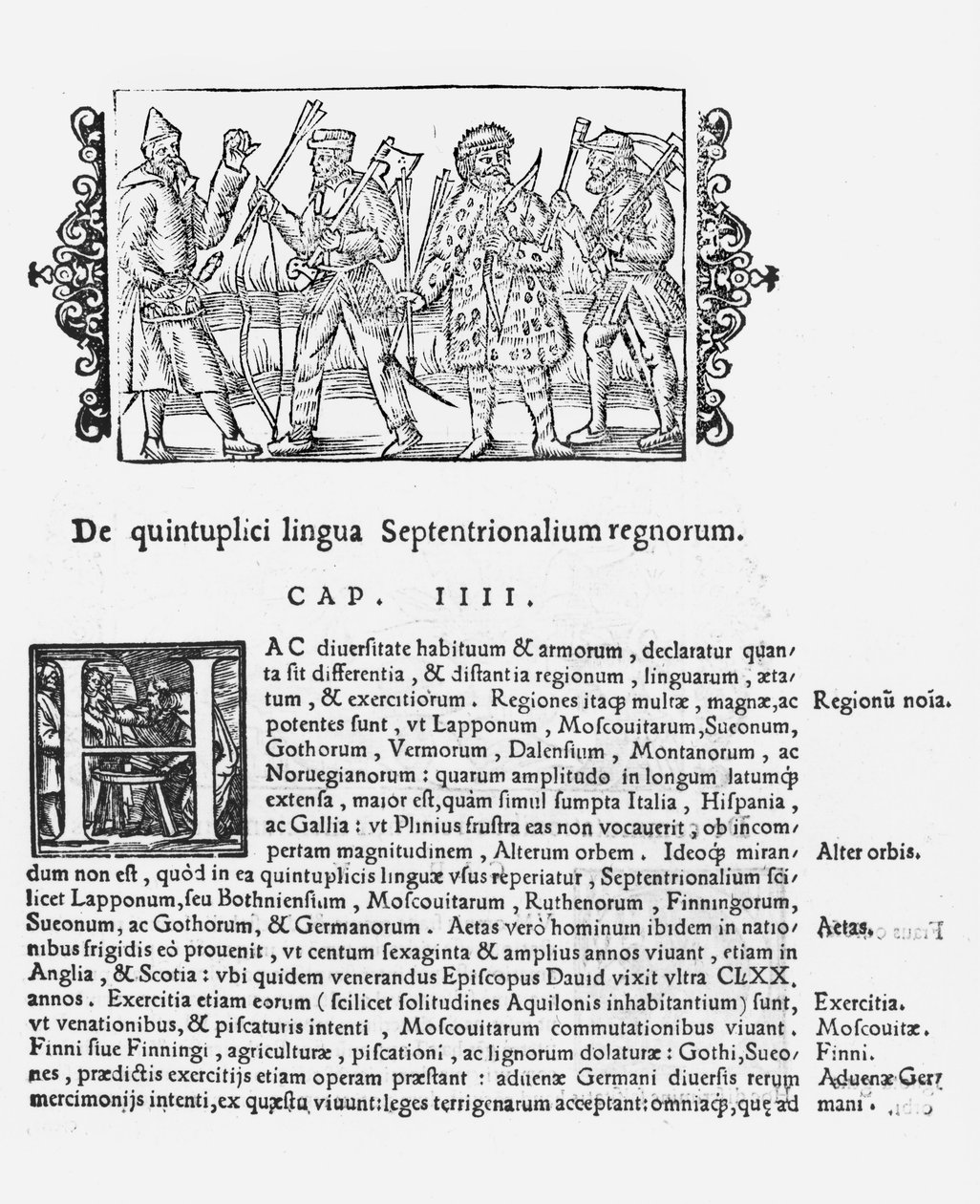 Vielfalt der Sprachen, Illustration aus Historia de Gentibus Septentrionalibus von Olaus Magnus (1490-1558), veröffentlicht in Rom, 1555 von Italian School