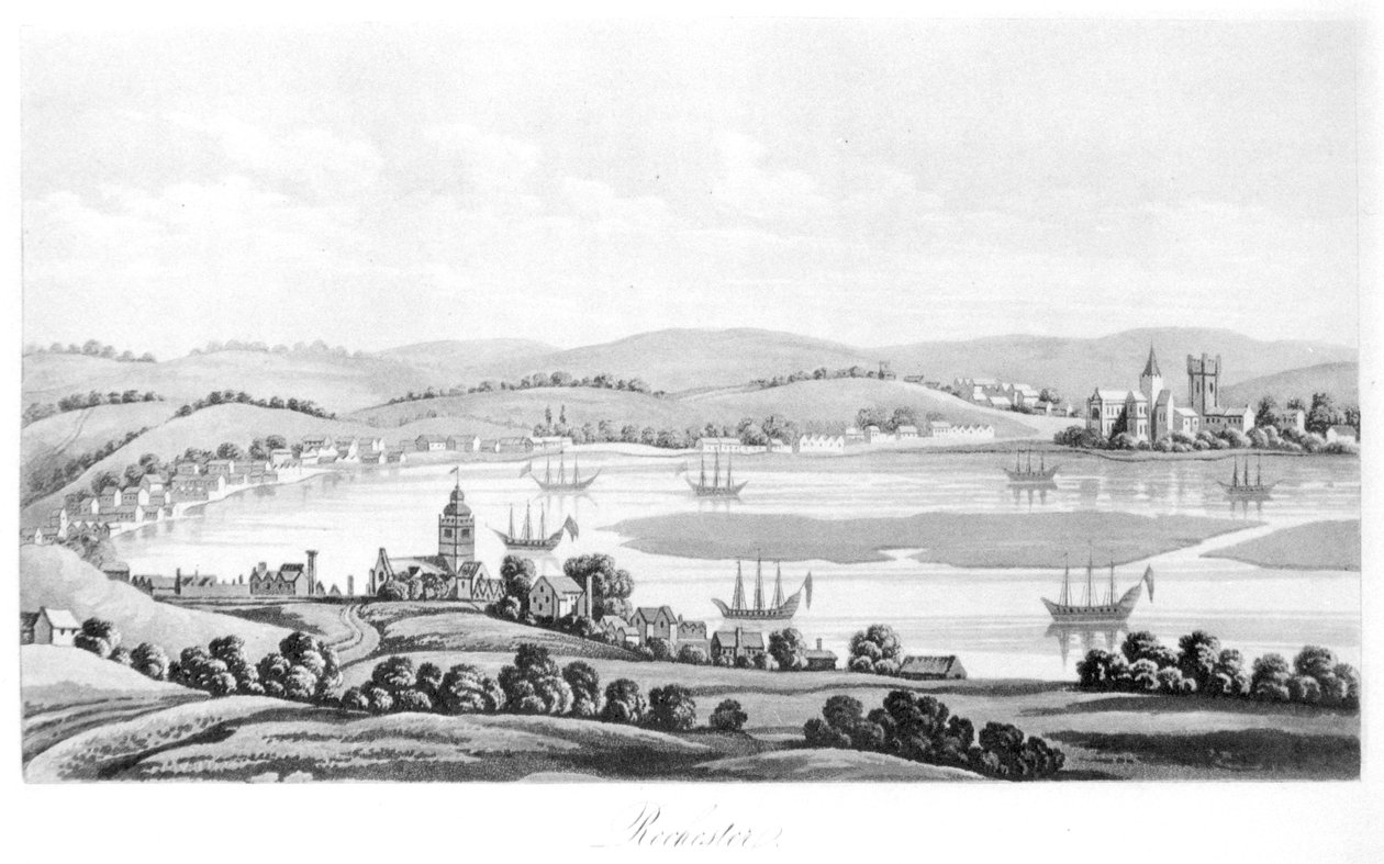 Blick auf Rochester im Jahr 1669, aus Travels of Cosimo III, Großherzog der Toskana, durch England während der Herrschaft von Charles II, englische Übersetzung, veröffentlicht 1821 von Italian School